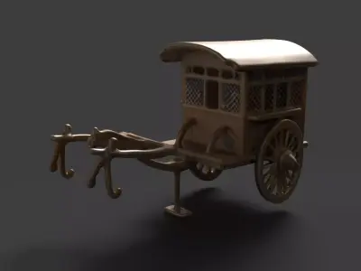 Chinese ancient carriage figure  Low-poly 3D model by aceimagedesign-1