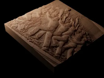 The Fall Of The Berlin Wall Sandcasting Bas High Relief CNC 3D print model