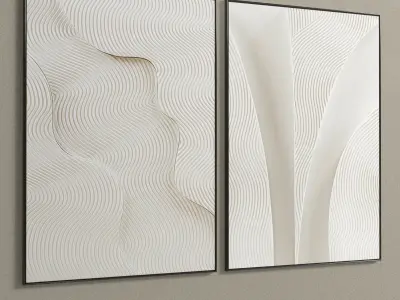 Plaster Two Photo Frame E-15 Low-poly 3D model