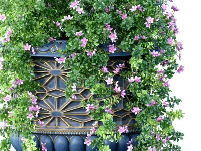 Hanging basket flowerpot luxurious oriental eastern Arabic  3D model