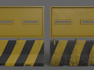 PBR Concrete Roadblock Barrier V2 Low-poly 3D model