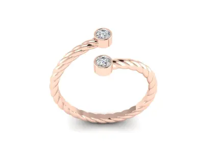 Modern Minimalistic Ring 2 Diamonds 3D print model