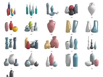 21 Vase Mega Pack Colletion  3D Model Collection
