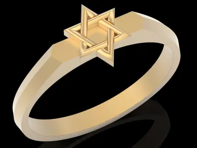 Star of David ring silver gold printabie jewelry 3D model 3D print model