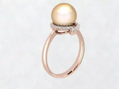 Model of a Pearl and Diamond Women Ring 3D print model
