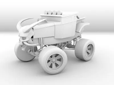 Skull Monster Truck Low-poly 3D model