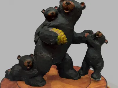 Chinese display stand with bear  3D model