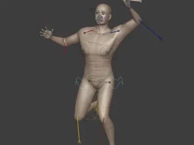 Surfer - Swimmer With High Quality IK-FK Rig Low-poly 3D model