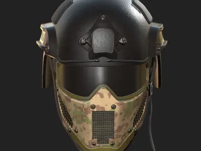 Helmet mask millitary combat soldier armor  Low-poly 3D model