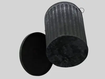 Dustbin 3 Textured Old 3D model