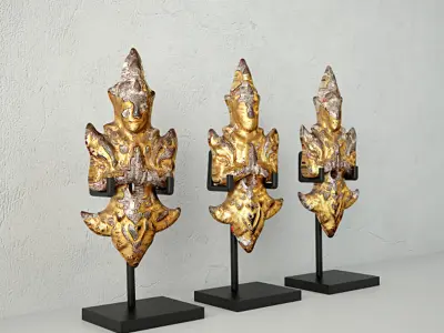 19th-C Thai Gilded Angels 3D model