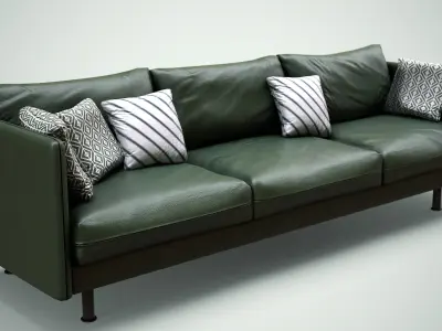 Green Leather Sofa Low-poly 3D model
