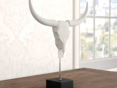 White-Black Buffalo Skull Penncross Bust 3D model