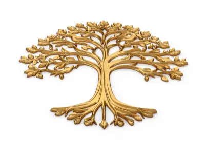 decor set wall panel wall tree relief mural CNC 46 3D model