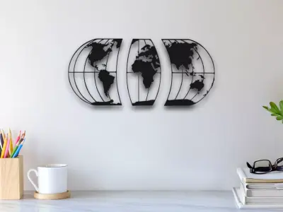 World Map Wall Art 3D print model purchase
