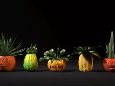 Pumpkin pots set 3D print model