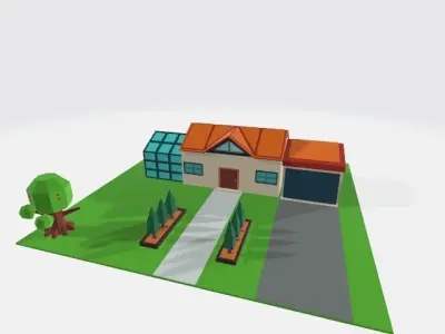 Animated House for game ready animation low poly cartoon Free low-poly 3D model