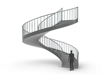 Spiral Staircase with Railing Architectural Detail 3D model