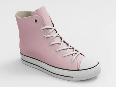 Converse All Star Style Unisex - Shoe Pink PBR Low-poly 3D model