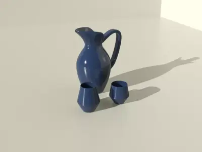 Vase and cups 3D model