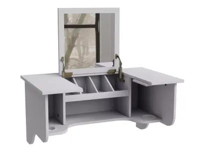 Wall Mount White Ledge With Vanity Mirror 3D model