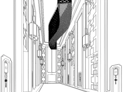 hotel lift lobby 3D model