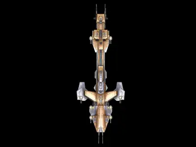 Extra large fortress type - big spaceship 02 3D model