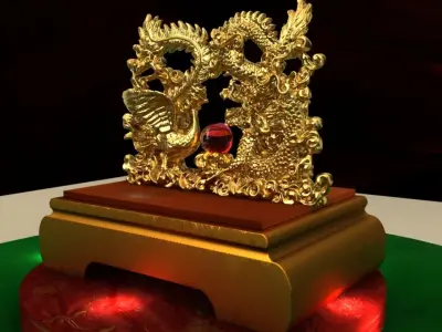 Chinese dragon and Phoenix 3D model