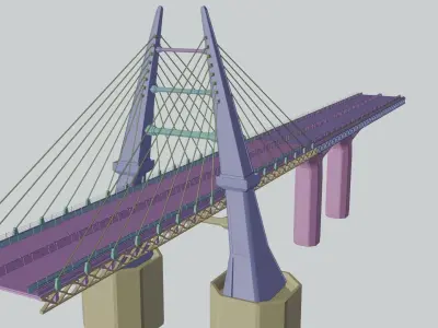 Modern Bridge - Cable stayed type  3D model