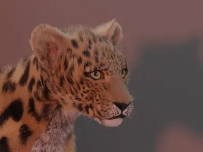 Jaguar leopard puma Panthera Onca with Fur 3D model