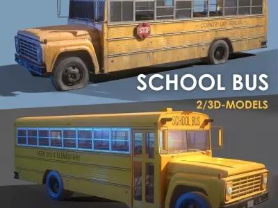 School Bus Low-poly 3D model