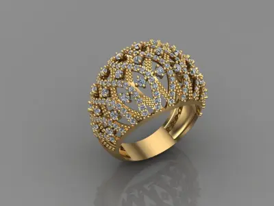 STL 3DM Print Ready Women Diamond Ring Lightweight Printable  3D print model 119