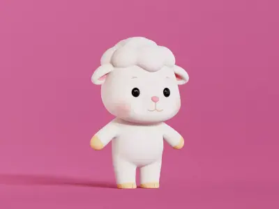 Sheep Character Cartoon Chibi Kawaii Low-poly 3D model
