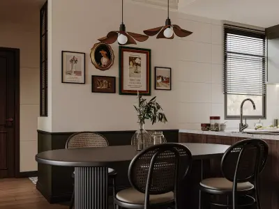 Eclectic living and dining room 3D model