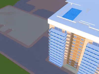 Apartment Building Complex Low Poly Free 3D model