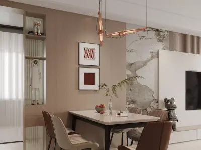 Modern living room dining room interior scenes 317 3D model