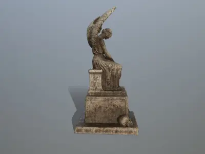 statue 3 of woman with wings Low-poly 3D model