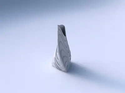 Vase twist puffy tipped triangle with horizontal wavy layers 3D print model