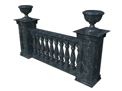 Marble fence balasins and columns 3D model