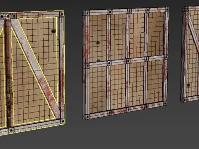 Middle age wood walls Low-poly 3D model