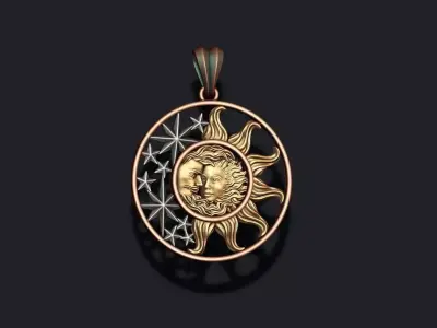 Sun and moon pendant 3D print model