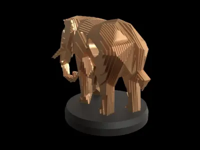 Parametric V Asian Elephant Low-poly 3D model