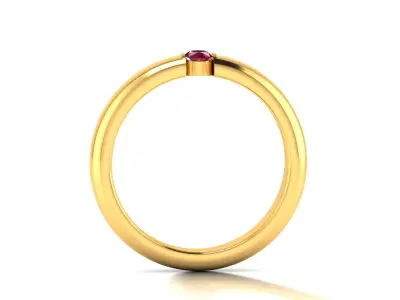 Band 3dm Render Details gold ring with ruby stone 3D print model