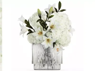 Bouquet Of Flowers Vase Hydrangea Lilies 511 3D model