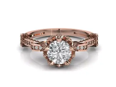 STL 3DM Print Ready Women Diamond Ring Lightweight Printable  3D print model 30