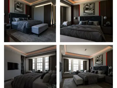 Indulge in Opulent Luxury with This 3D Bedroom Model 3D model