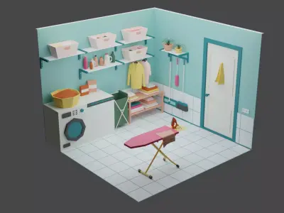 Laundry Room 10 Low-poly 3D model