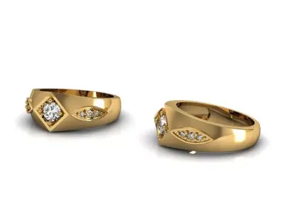 Art deco ring with diamonds 3D print model