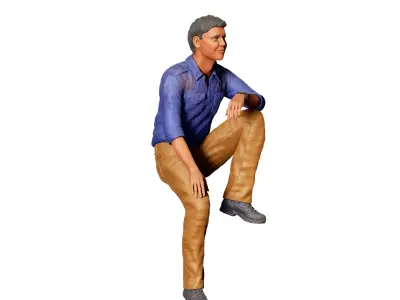 N5 man sitting on the back of pickup truck 3D print model