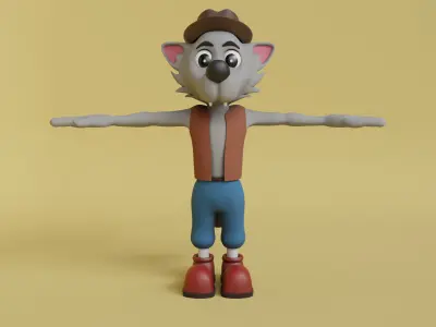 Cartoon Biped Wolf 3D model